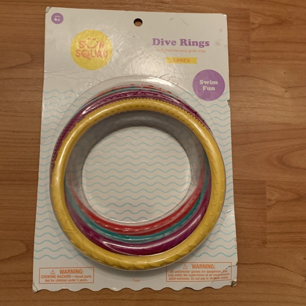 4 Pc Sun Squad Splash Bomb Dizzy Dive Rings Swim Toys Beach Pool